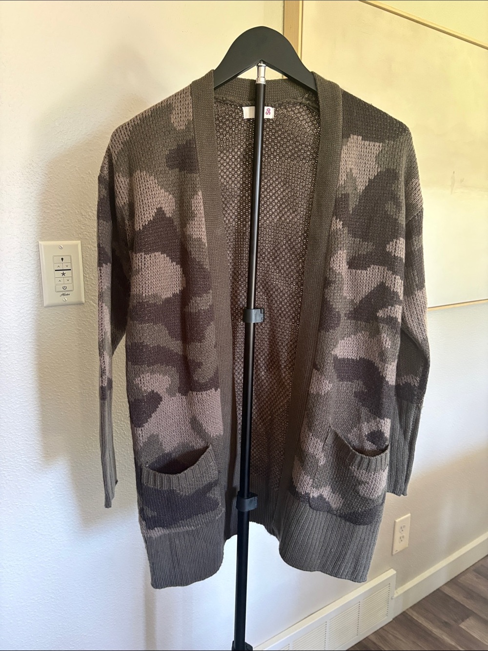 Men's Camo Open-Front Cardigan Sweater - Olive/Taupe